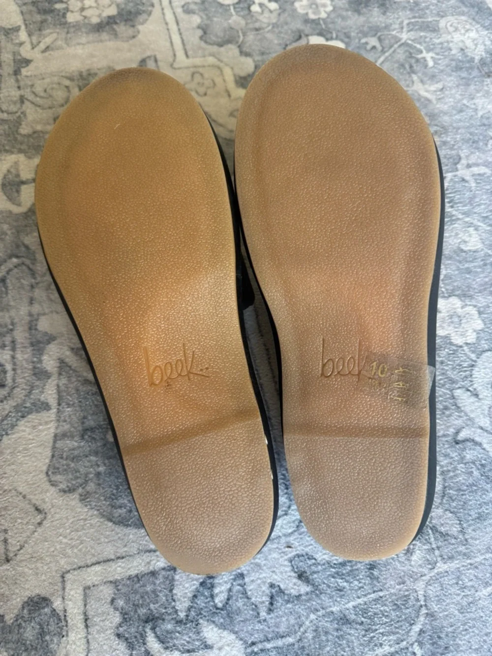 Beek Black Leather Platform Slide Sandals Size 10 NWT/Unworn